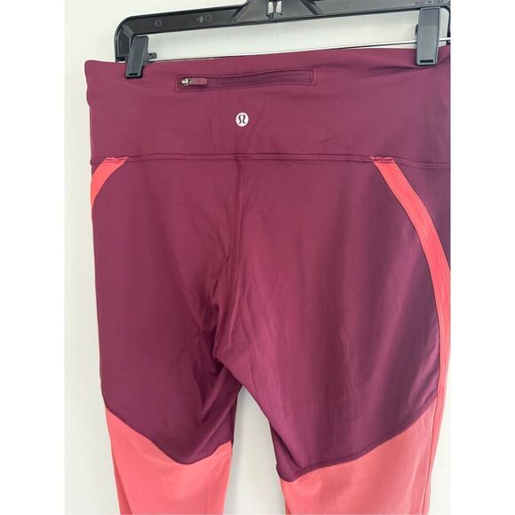 Lululemon Zip The Line Crop 23" Leggings High Rise Reflective Deep Ruby Coral 12 - Picture 5 of 10